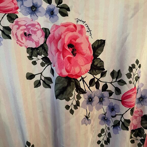 Victoria's Secret Satin Feel Pink Playsuit-romper Floral Striped M Roses Ribbon - Picture 7 of 10